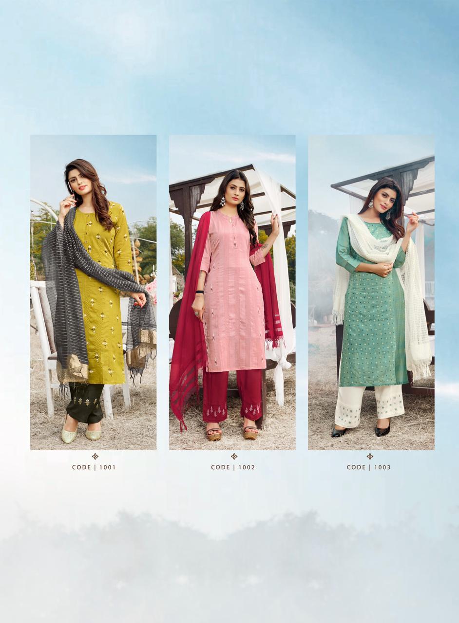 RT VASANT Latest Ethnic Wear Embroidery And Block Print Jari Lining With Full Inner Kurti With Bottom Collection